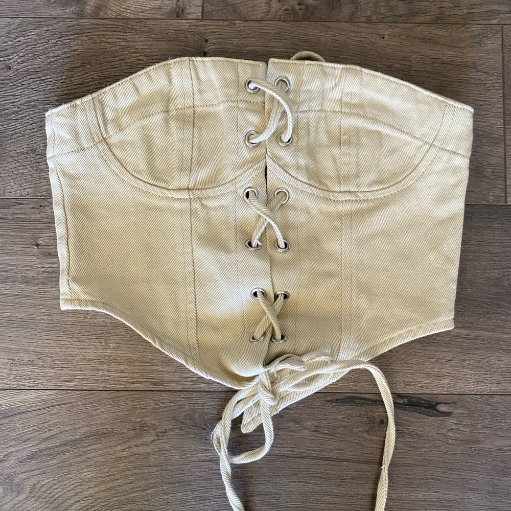 SOLD**** PLT tan denim corset top